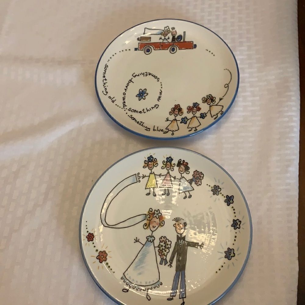 Decorative 8 inch wedding plates.